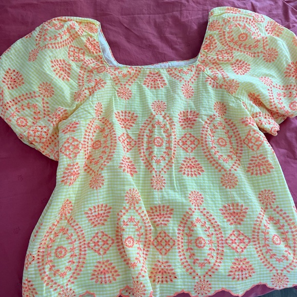 Lilly Pulitzer Yellow and Pink Blouse - Picture 1 of 4